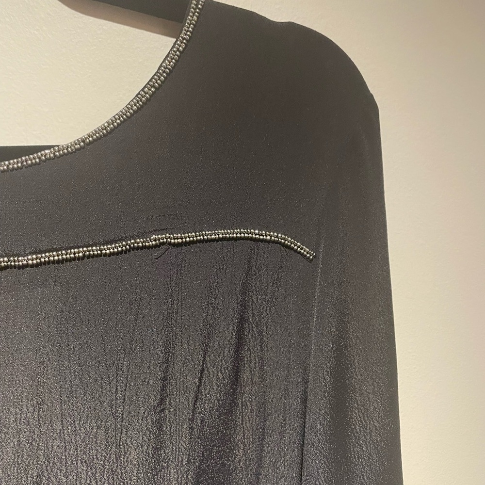 NWOT Black Women's Blouse with Beaded Trim from Cream - Picture 4 of 8
